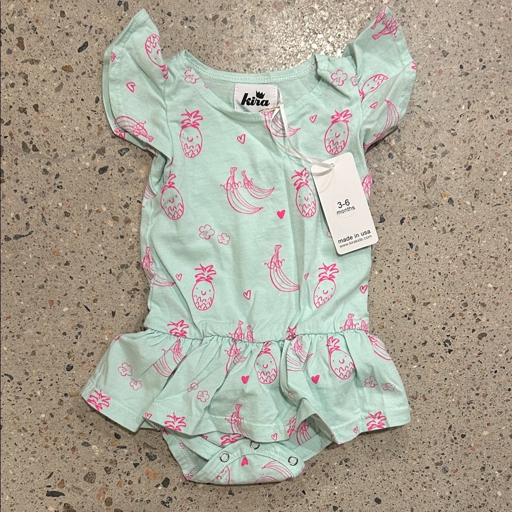 Kira Mint Green and Pink Kids One Piece Bodysuit